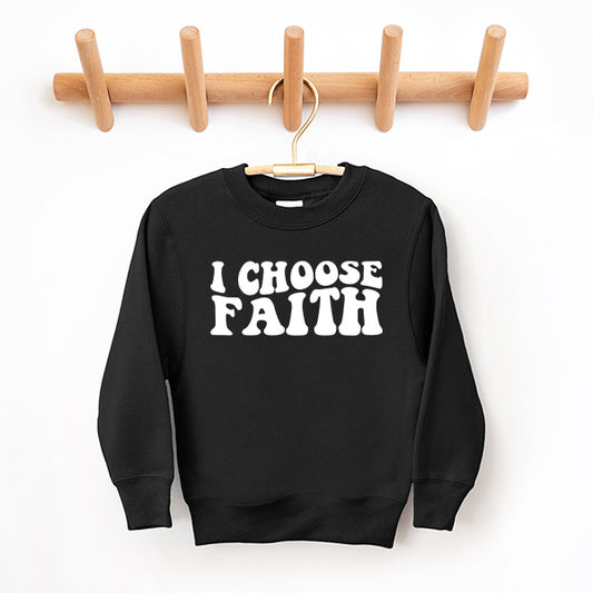 Retro I Choose Faith Wavy | Youth Sweatshirt