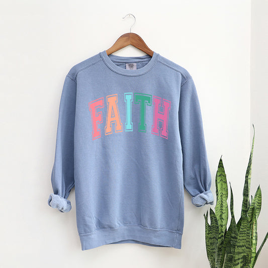 Faith Block Colorful | Garment Dyed Sweatshirt