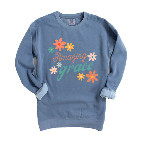 Amazing Grace Flowers | Garment Dyed Sweatshirt