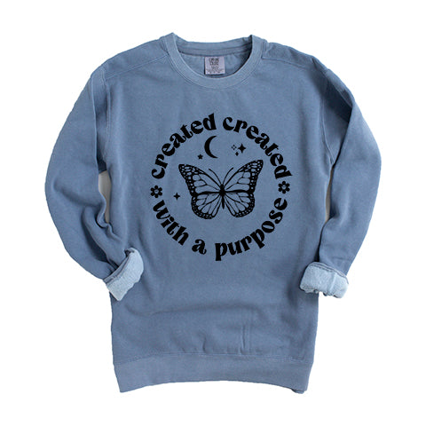 Created With Purpose Butterfly | Garment Dyed Sweatshirt