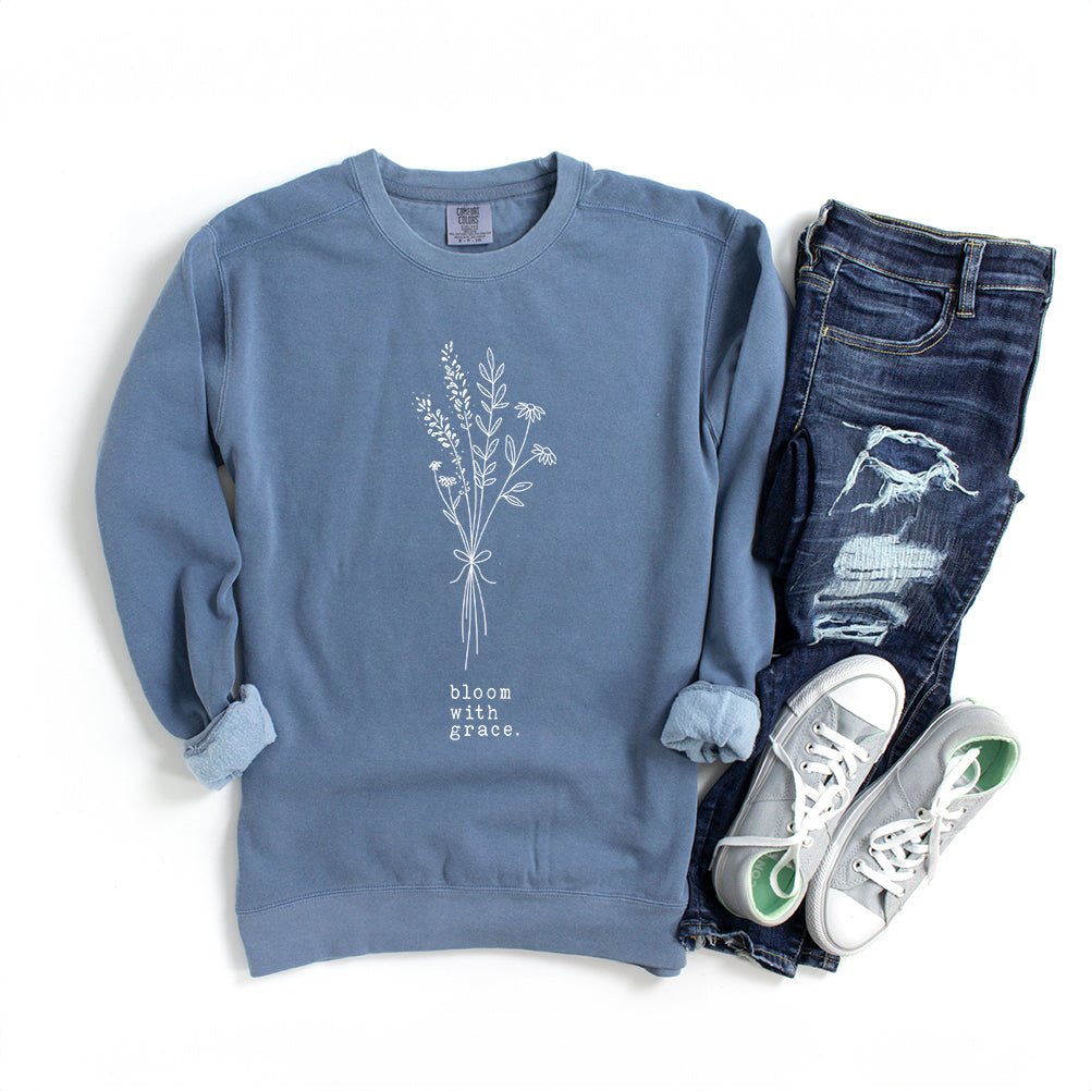 Bloom With Grace Bouquet | Garment Dyed Sweatshirt