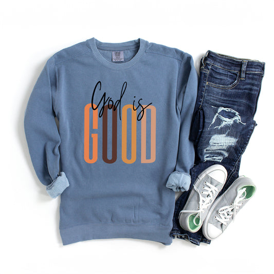God Is Good Cursive | Garment Dyed Sweatshirt