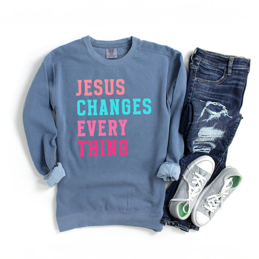 Jesus Changes Block Colorful | Garment Dyed Sweatshirt