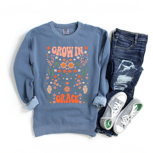 Grow In Grace Leaves | Garment Dyed Sweatshirt