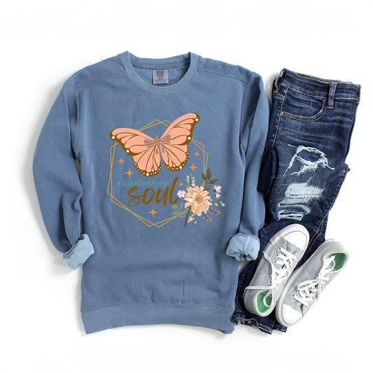 It Is Well With My Soul Butterfly | Garment Dyed Sweatshirt