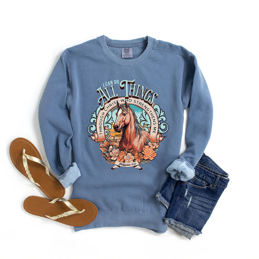 I Can Do All Things Horse | Garment Dyed Sweatshirt