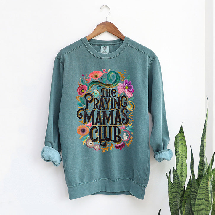 Praying Mama Club Floral | Garment Dyed Sweatshirt