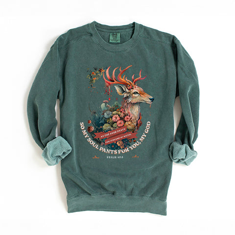 Deer Floral | Garment Dyed Sweatshirt