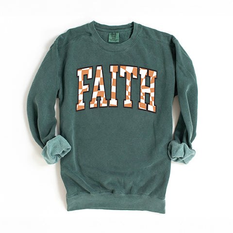 Checkered Faith | Garment Dyed Sweatshirt