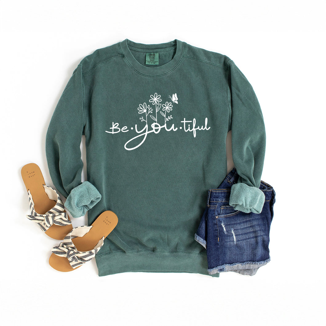 Be_You_Tiful Flowers | Garment Dyed Sweatshirt
