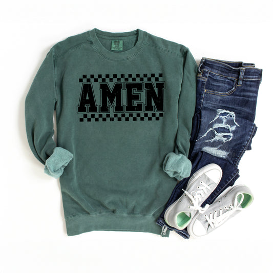 Amen Checkered | Garment Dyed Sweatshirt