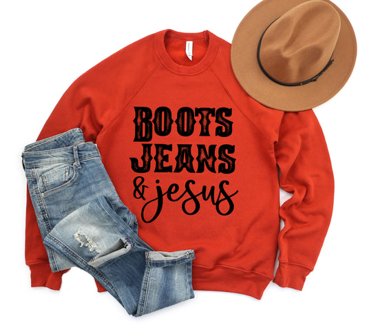 Boots Jeans And Jesus | Bella Canvas Premium Sweatshirt