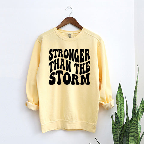 Retro Stronger Than The Storm Wavy | Garment Dyed Sweatshirt