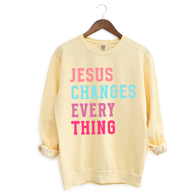 Jesus Changes Block Colorful | Garment Dyed Sweatshirt