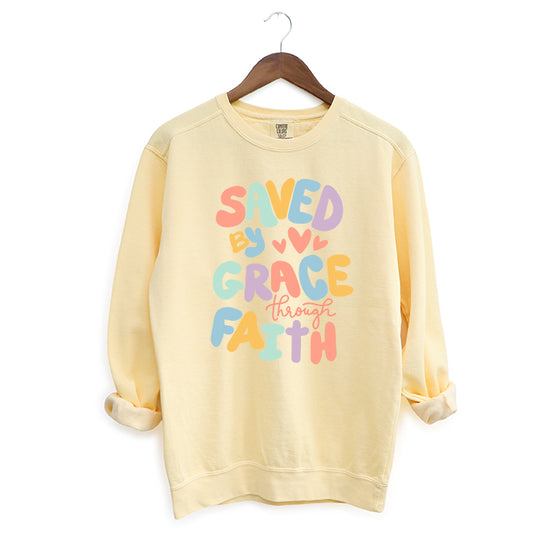 Saved By Grace Hearts | Garment Dyed Sweatshirt