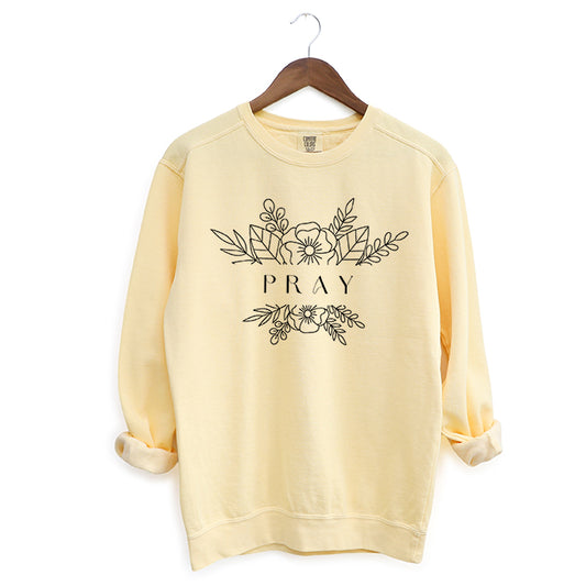 Pray Floral | Garment Dyed Sweatshirt