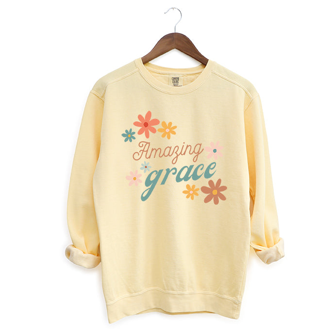 Amazing Grace Flowers | Garment Dyed Sweatshirt