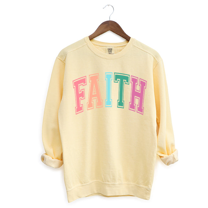 Faith Block Colorful | Garment Dyed Sweatshirt