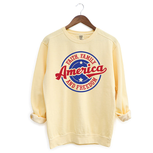 Faith Family Freedom America | Garment Dyed Sweatshirt