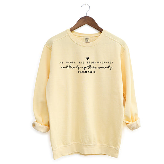 He Heals The Brokenhearted | Garment Dyed Sweatshirt
