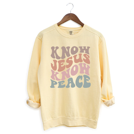 Know Jesus Know Peace Wavy | Garment Dyed Sweatshirt