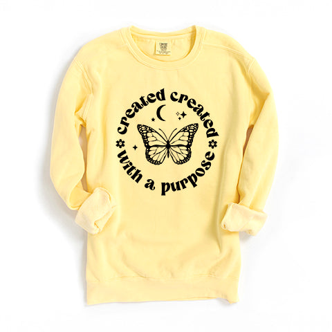 Created With Purpose Butterfly | Garment Dyed Sweatshirt