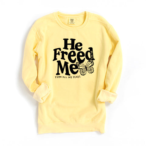 He Freed Me Butterfly | Garment Dyed Sweatshirt