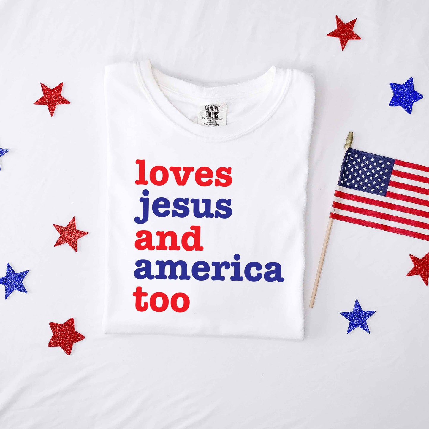 Love Jesus and America | Garment Dyed Tee
