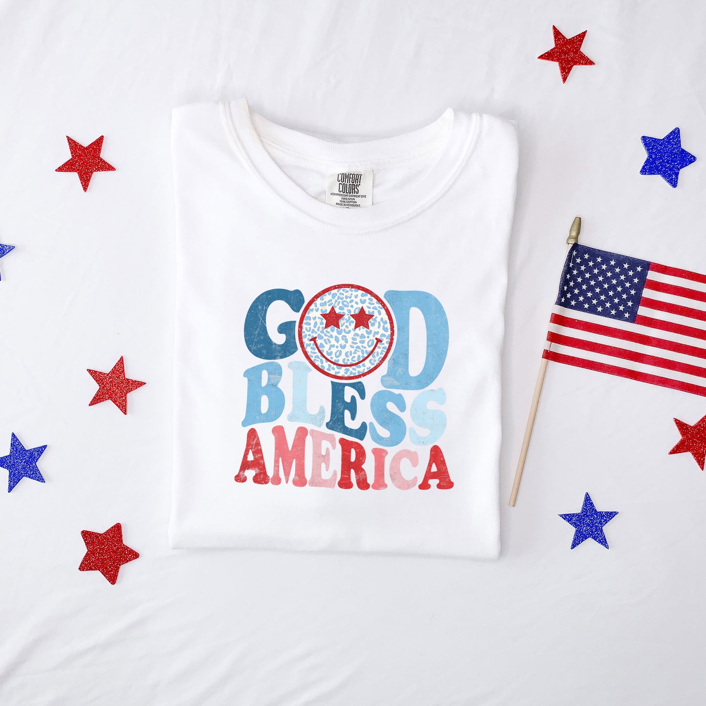 God Bless America Smiley | Garment Dyed Tee