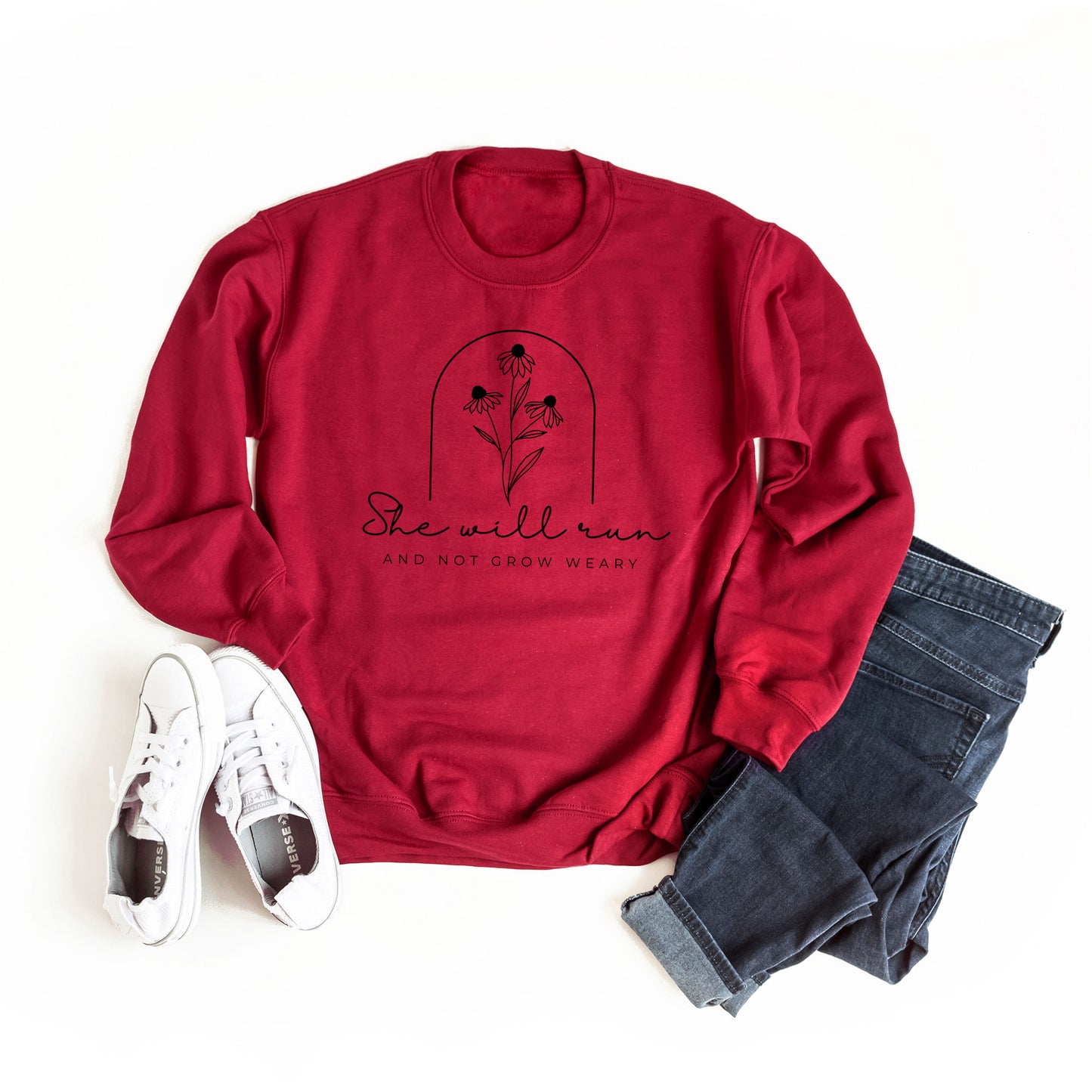 She Will Run Flowers | Graphic Sweatshirt