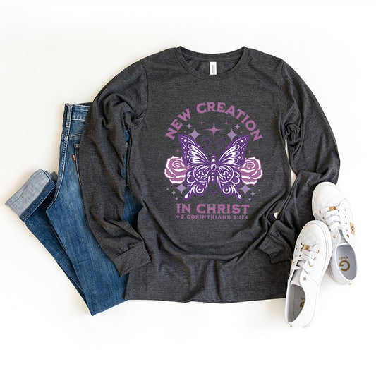 Purple New Creation Butterfly | Long Sleeve Crew Neck