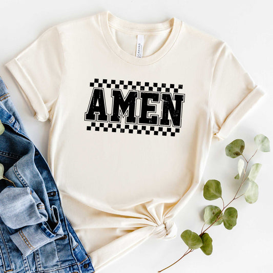 Amen Checkered | Short Sleeve Crew Neck