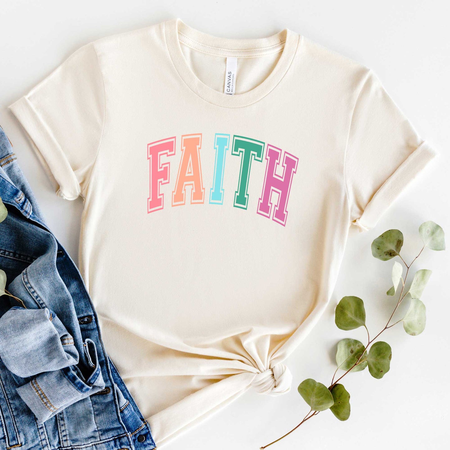 Faith Block Colorful | Short Sleeve Crew Neck