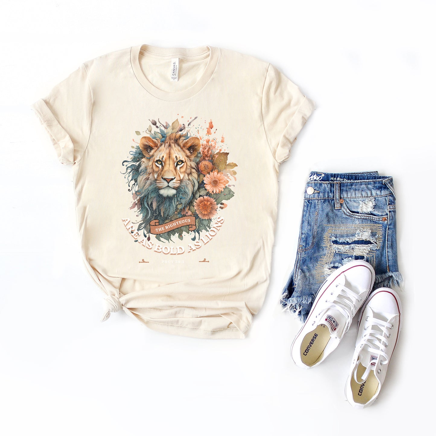 Floral Lion | Short Sleeve Crew Neck