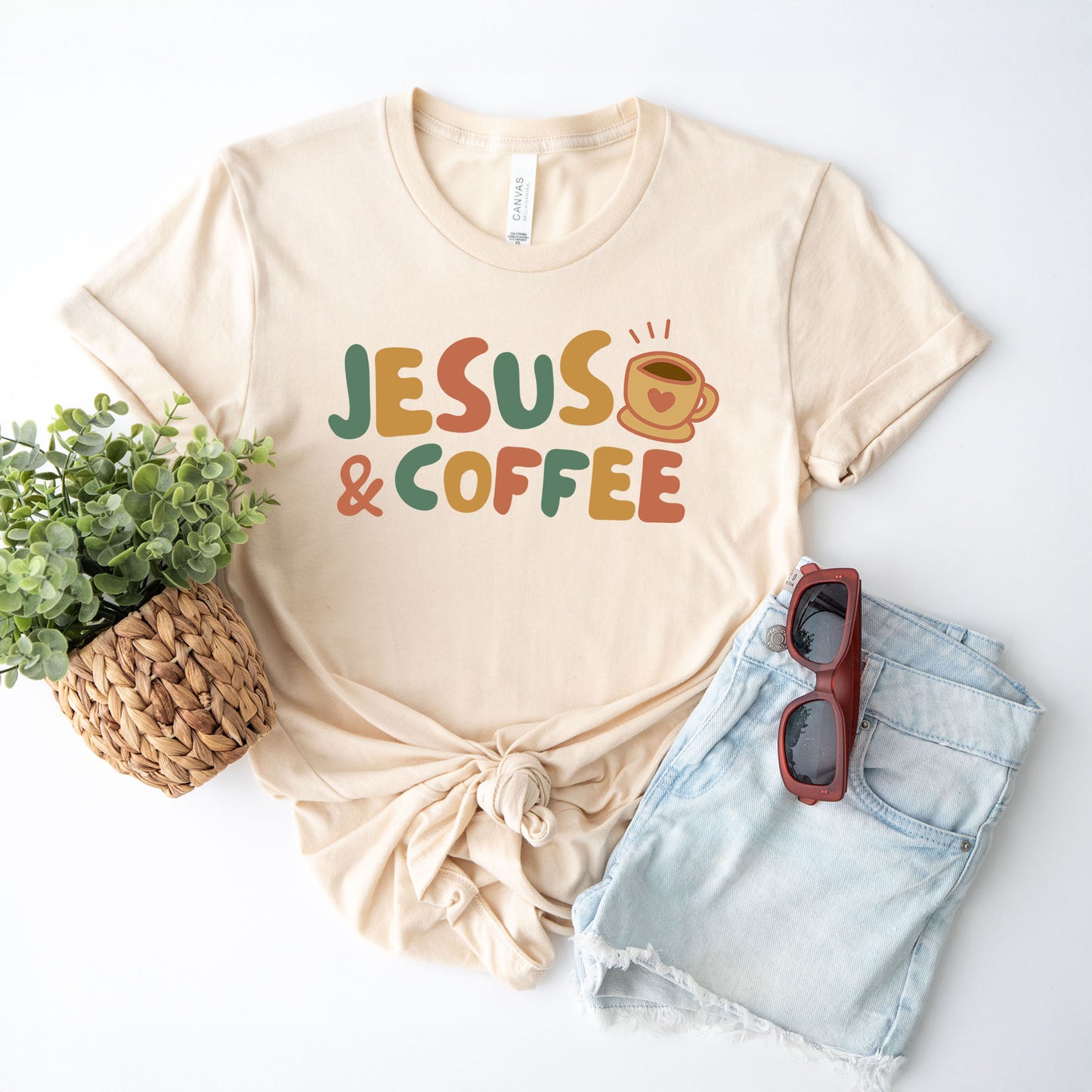 Jesus And Coffee| Short Sleeve Crew Neck