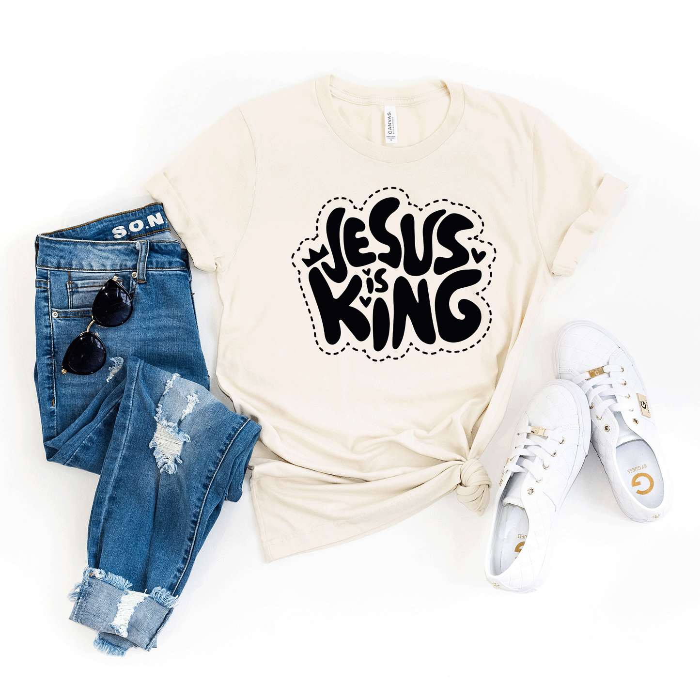 Jesus Is King Hearts | Short Sleeve Crew Neck