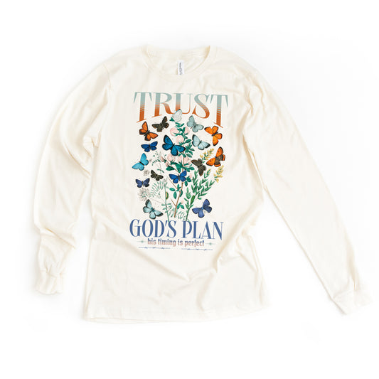 Trust God's Plans Butterflies | Long Sleeve Crew Neck