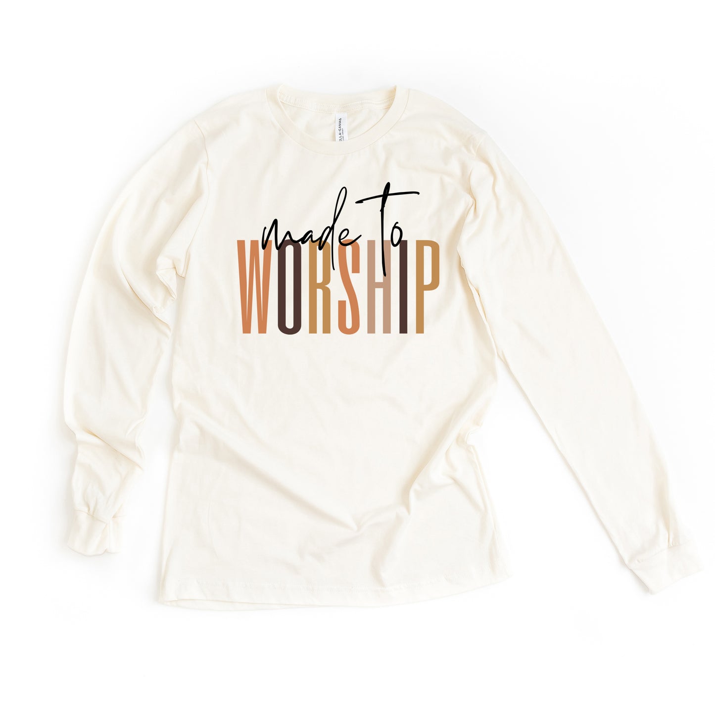Made To Worship Cursive | Long Sleeve Crew Neck