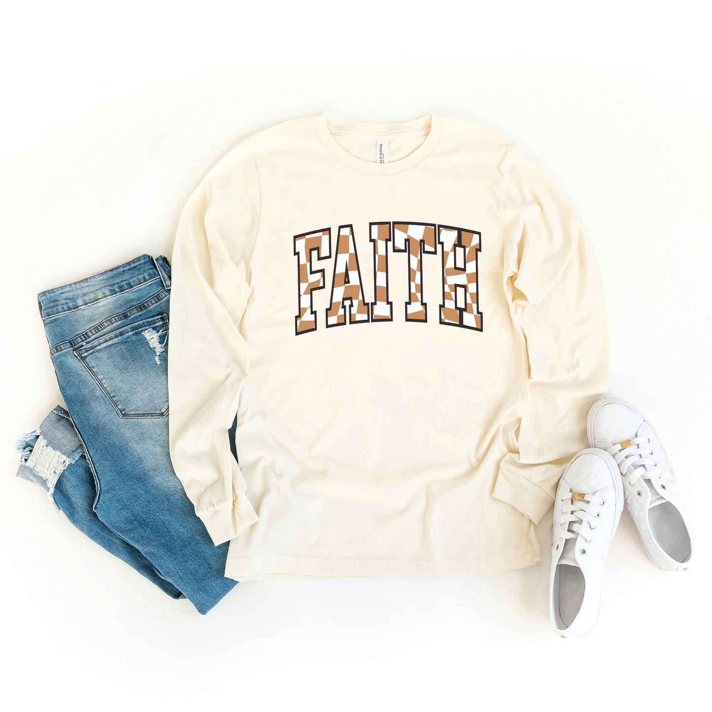 Checkered Faith | Long Sleeve Crew Neck