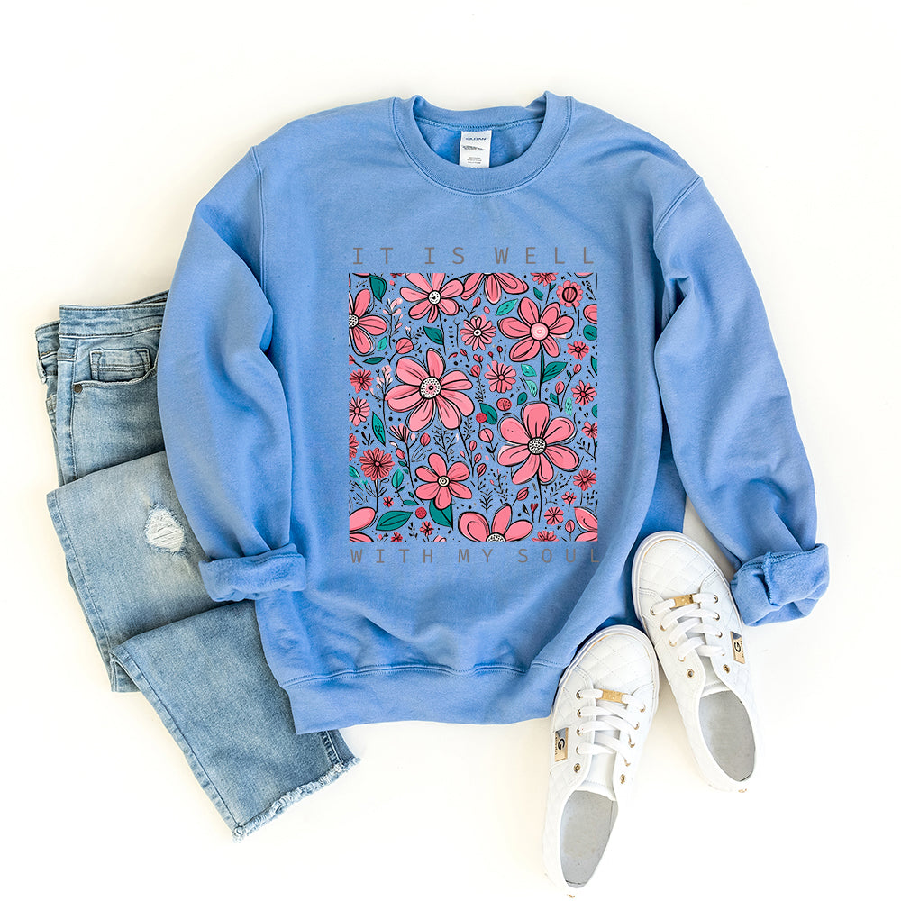 It Is Well Pink Flowers | Sweatshirt