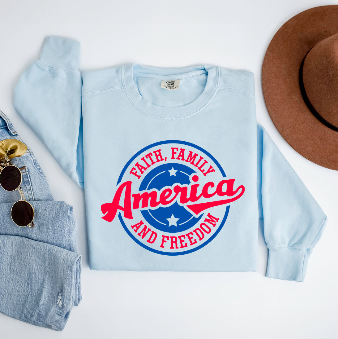 Faith Family Freedom America | Garment Dyed Sweatshirt