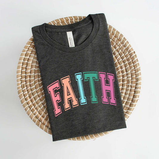 Faith Block Colorful | Short Sleeve Crew Neck