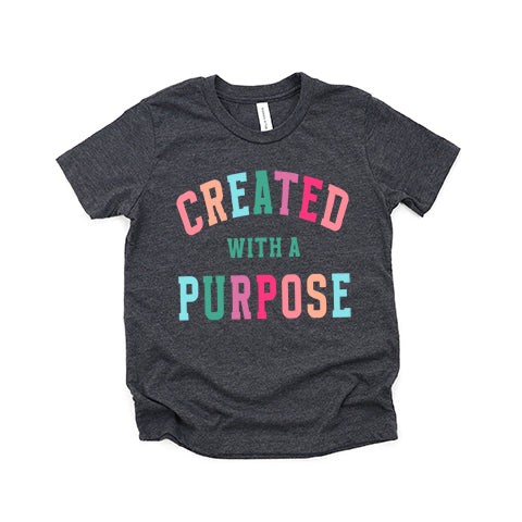 Created With A Purpose Colorful Youth Short Sleeve Crew