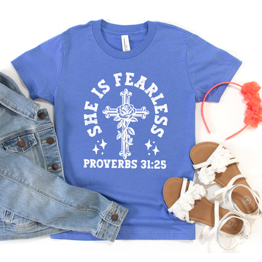 She Is Fearless Youth Short Sleeve Crew