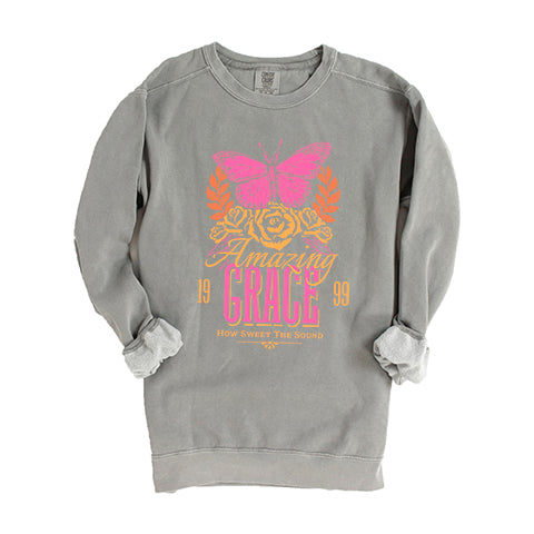 Amazing Grace Butterfly | Garment Dyed Sweatshirt