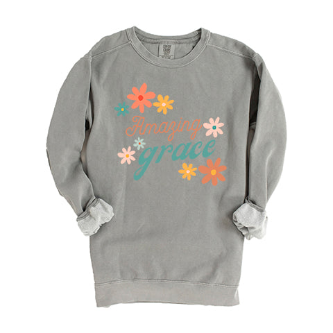 Amazing Grace Flowers | Garment Dyed Sweatshirt