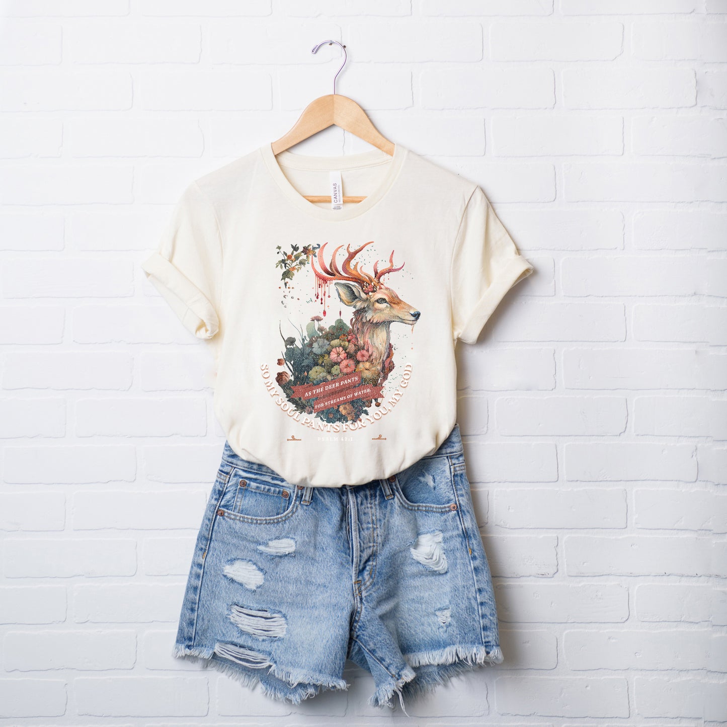 Deer Floral | Short Sleeve Crew Neck