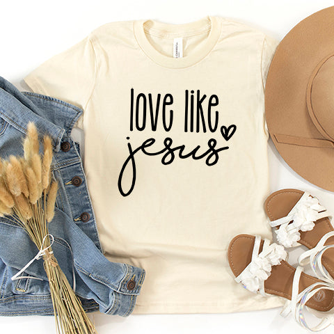 Love Like Jesus Cursive Heart | Youth Short Sleeve Crew