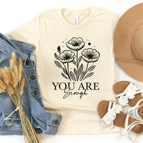 You Are Enough Floral Youth Short Sleeve Crew