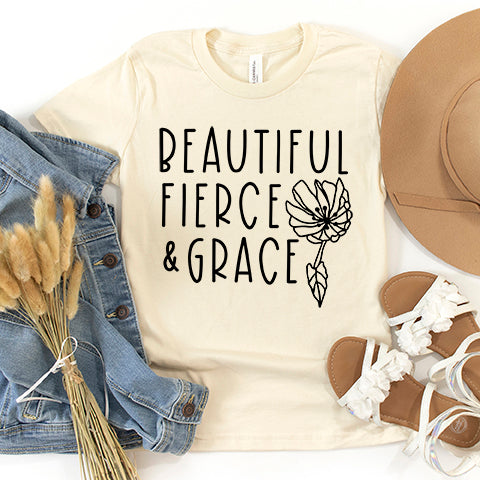 Beautiful Fierce And Grace | Youth Short Sleeve Crew